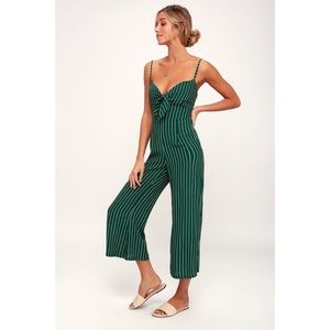 FAITHFULL THE BRAND PRESLEY GREEN STRIPED JUMPSUIT